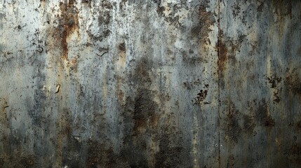 Fototapeta premium Galvanized background with visible oxidation marks, giving it a worn, aged metallic texture.