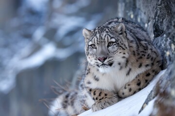 Obraz premium Captive Beauty in Pale Winter Tones, Elegant, Relaxed, Detail, Headshot, Looking Forward