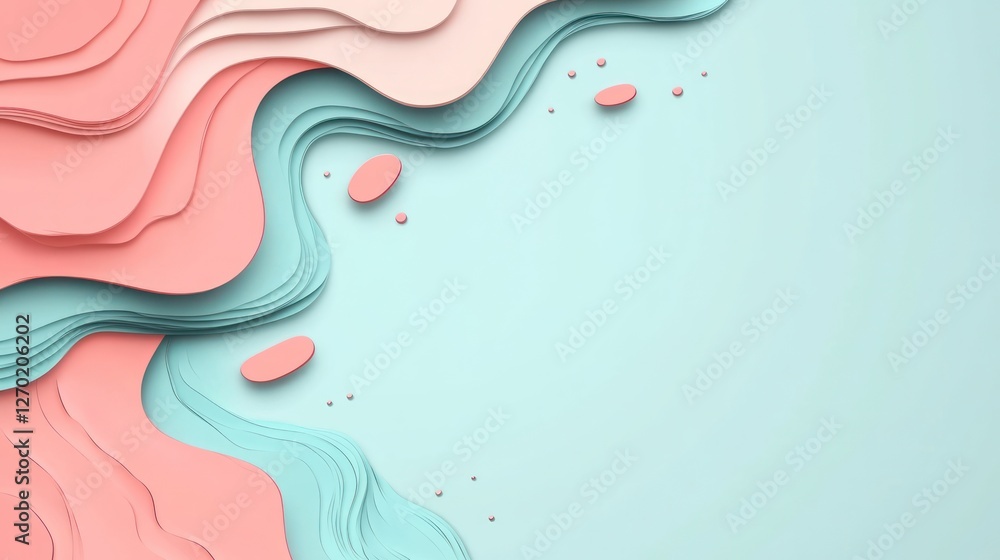 Poster pastel abstract layers with soft waves, perfect for backgrounds and design