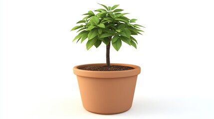 Obraz premium Potted bonsai tree, small and perfectly shaped, isolated on white background.
