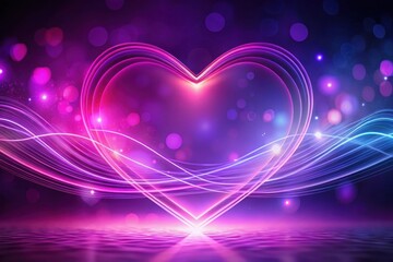 Fototapeta premium Abstract Glowing Heart Shape with Dynamic Light Trails and Bokeh Effects
