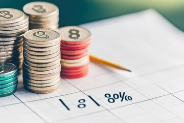 A Close Up View of Stacked Coins Resting on a Calendar Symbolizing Financial Planning Budgeting and Time Management in a Business Context