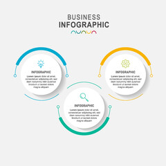 infographic template with  integrated circles. Business concept with 3 options. For content, diagram, flowchart, steps, parts, timeline infographics, workflow, chart.