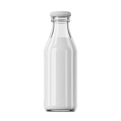 Glass Bottle of Milk with Fresh Dairy Concept and Clean Minimalist Design, Isolated on transparent background 