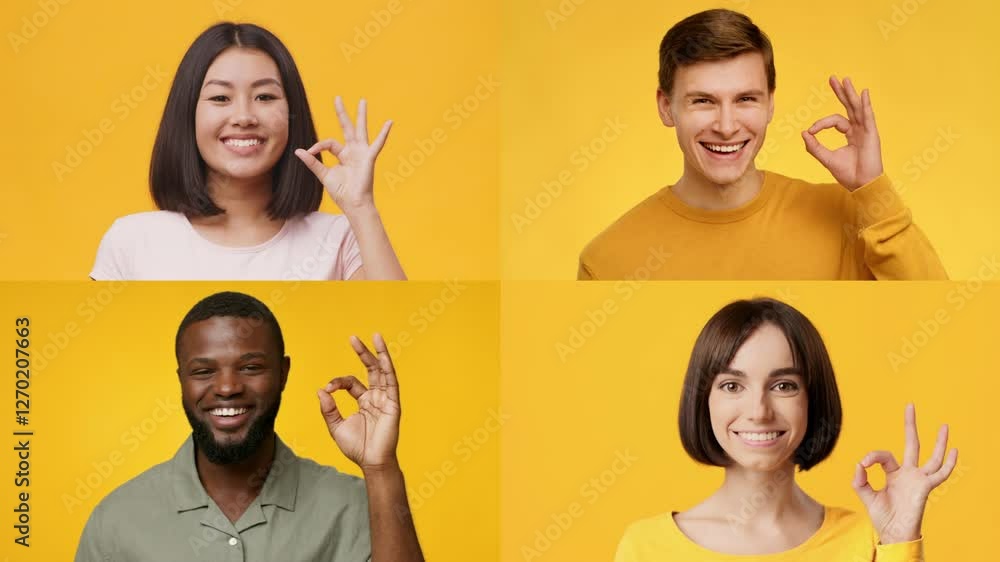 Aufkleber a diverse set of individuals expresses a sense of approval by making an okay gesture. they are posit
