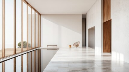 Modern minimalist poolside lounge