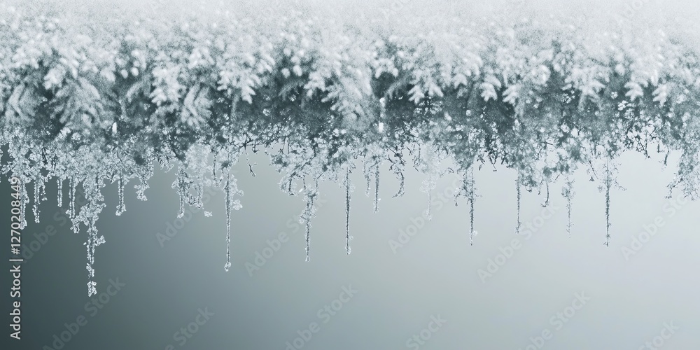 Poster minimalist abstract design with cascading snowflakes from the top, a smooth peaceful transition, spa