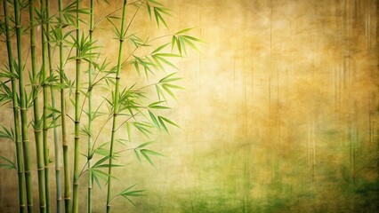 Serene Bamboo Grove on Aged Textured Background, Evoking Tranquility and Natural Beauty