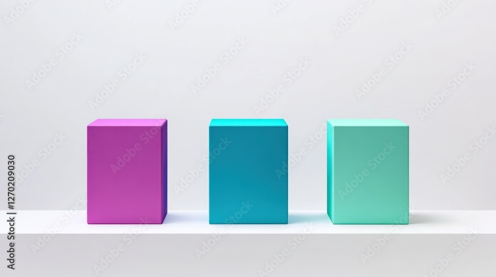 Poster colorful minimalist cubes displaying a spectrum of pastel color variations
