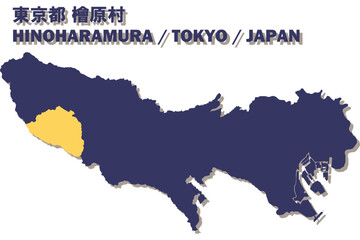 Obraz premium 日本地図-東京都-檜原村イラスト