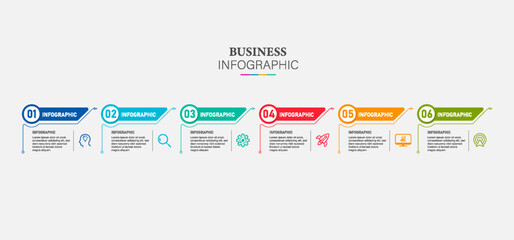Infographics design vector and business icons with 6 options.