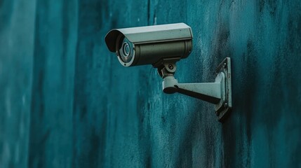 Security camera wall mount, urban backdrop