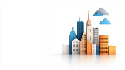 Obraz premium Colorful 3D Cityscape Illustration on White Background
