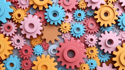 Colorful Abstract Gears Pattern Background