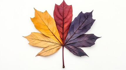 Colorful Autumn Leaf Arrangement On White Background