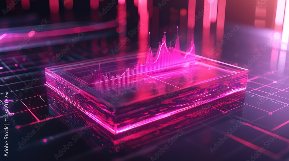 Poster abstract digital visualization of data analytics with pink hues