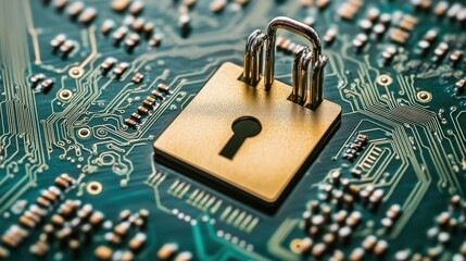 Cyber security lock on circuit board