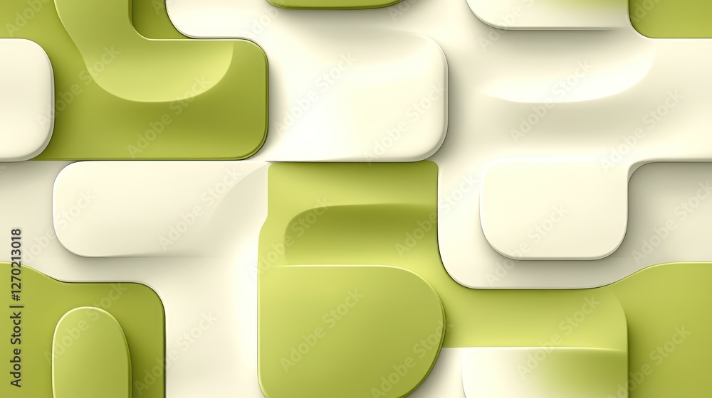 Poster modern green and white abstract pattern with rounded geometric shapes