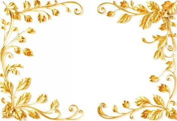 Luxury frame vintage golden aesthetic leaf ornament design isolated on white