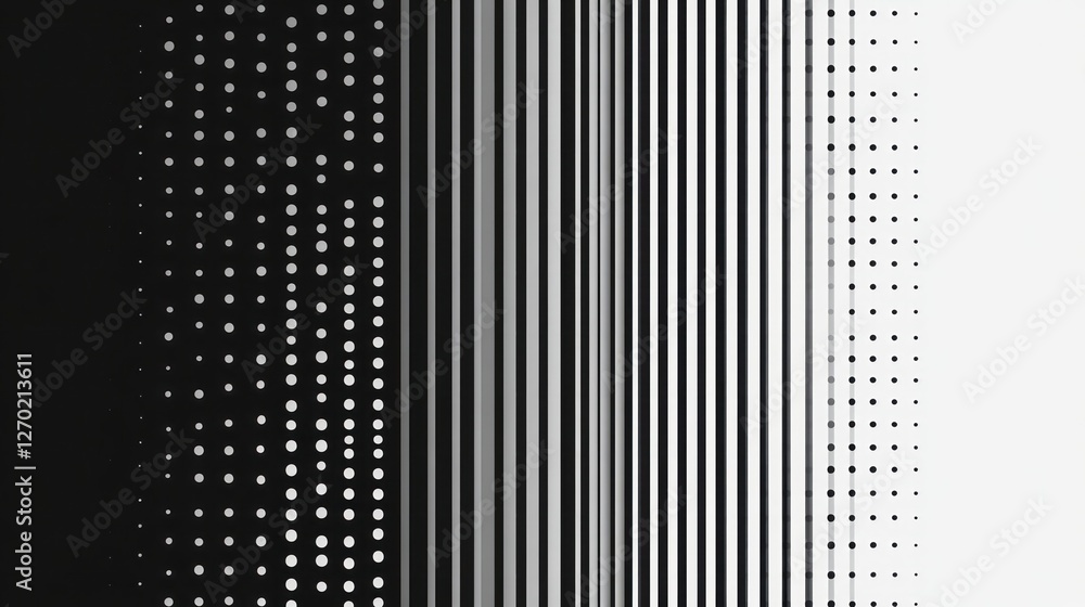 Poster monochrome abstraction: interplay of dots and lines in grayscale harmony