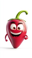 Happy Chili Pepper Cartoon Character