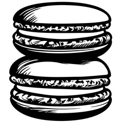 Macarrons, Chalkboard Food Drawings: Minimalist Ink Illustrations for Retro Menus
