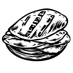 naan, Doodle Food Illustrations: Hand-Sketched Vector Art for Branding, isolated, No background
