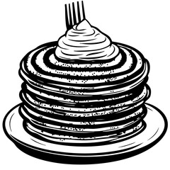 pancakes, Retro-Style Food Engravings: Modern Vector Designs with Classic Aesthetic