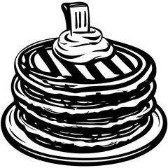 pancakes, Retro-Style Food Engravings: Modern Vector Designs with Classic Aesthetic