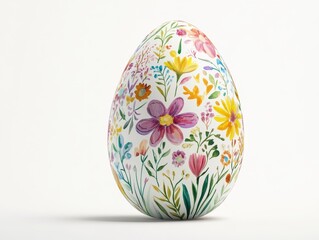 Floral Easter egg on white background