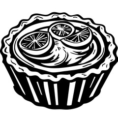 quiche, Minimalist Food Sketches: Classic Black and White Vector Illustrations, isolated, No background