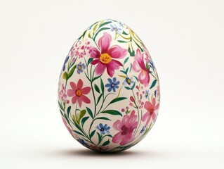 Ornate Floral Easter Egg on White Background (3)