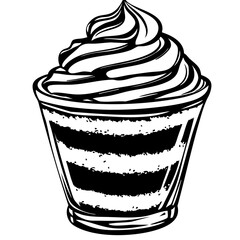 tiramisu, Vintage Ink Food Illustrations: Monochrome Gourmet Sketches for Menus and Branding, isolated, No background