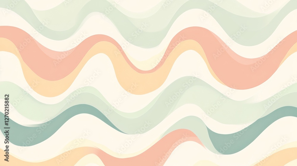 Poster pastel waves serenity: soft and calming abstract background design element