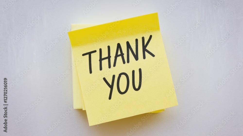 Poster a stack of yellow sticky notes displaying thank you message