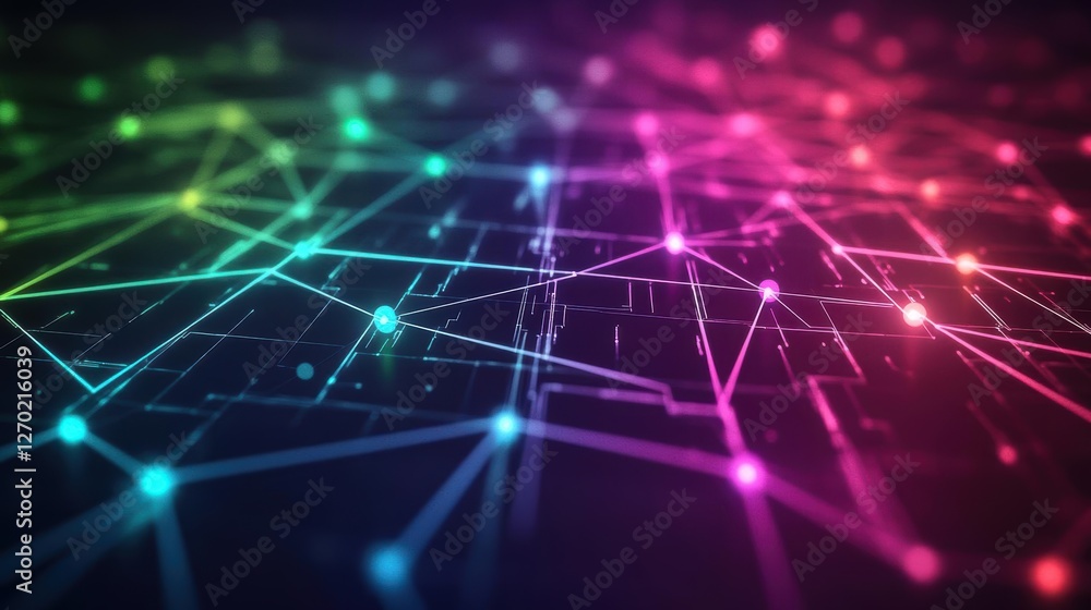 Poster vibrant abstract background featuring dynamic lines and dots in vivid colors creating an energetic a