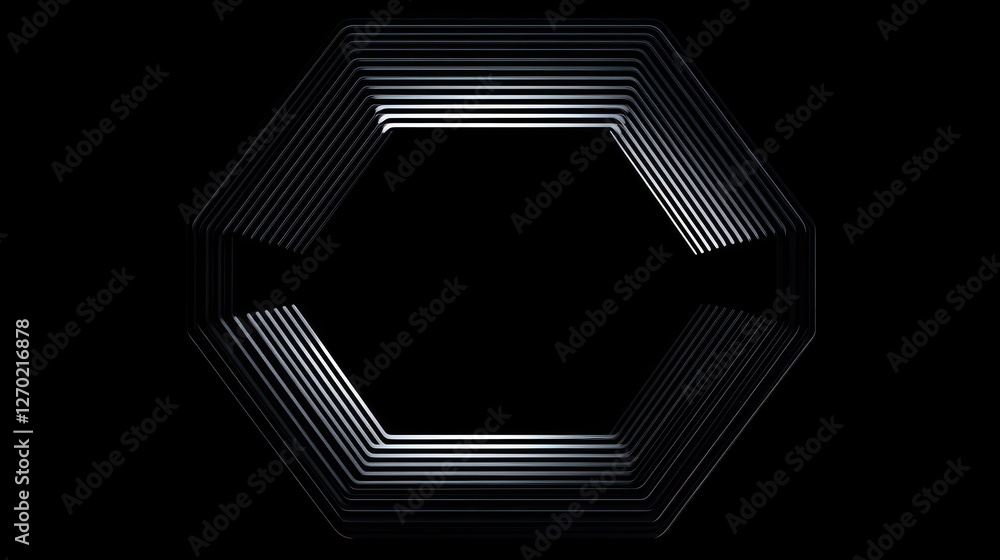 Aufkleber abstract hexagon tunnel with gradient lighting on black background