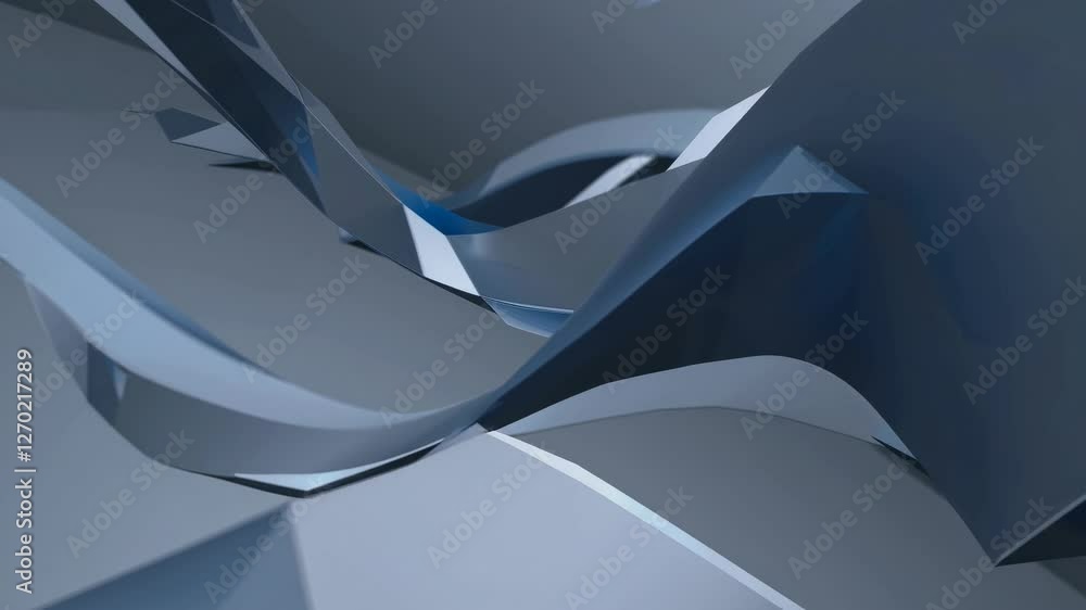 Poster abstract 3d geometric shapes with sharp edges and metallic texture. low-angle view enhances depth. s