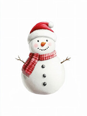 clipart Watercolor snowman Christmas folk art illustration winter holiday decor hand painted primitive vintage rustic seasonal decoration cozy festive Nordic artistic aesthetic snow figure cute