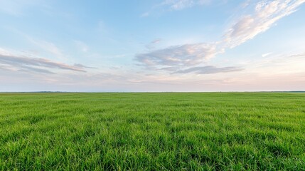 Fototapeta premium Serene sunset over vast green field