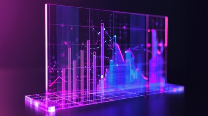 Futuristic Digital Financial Data Visualization with Neon Colors