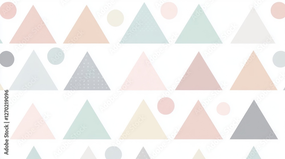 Poster pastel geometric harmony: a seamless triangle and circle pattern design
