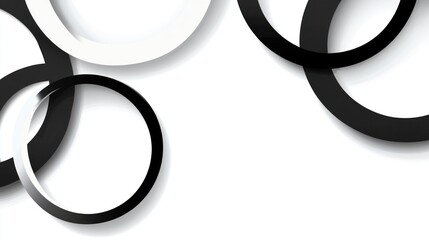 Minimalist Black and White Rings Overlapping on a Clean White Background
