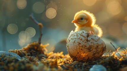 A chick coming out of its shell