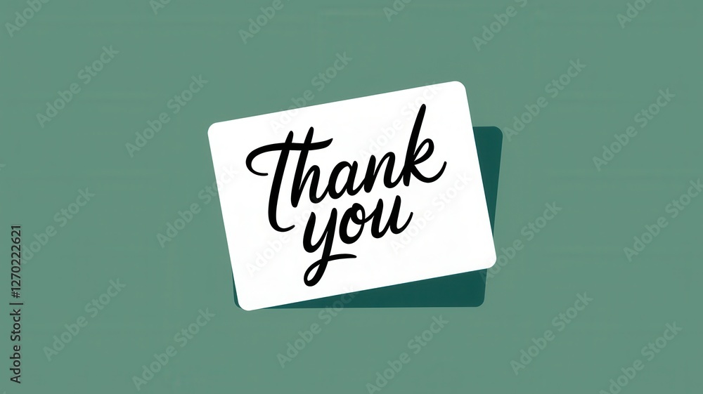 Poster white card displays thank you in black cursive script