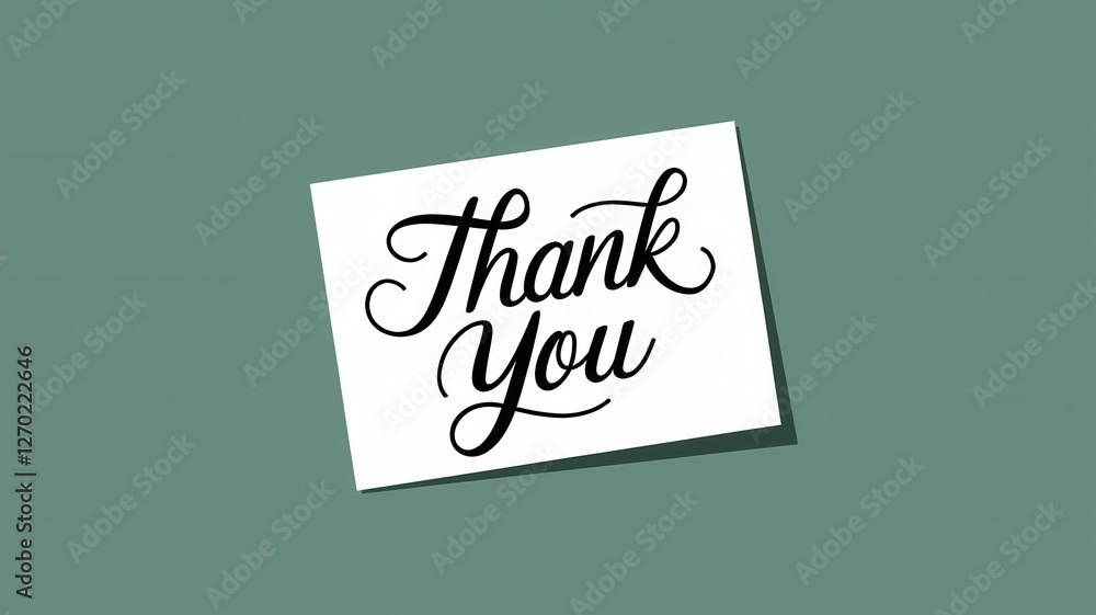 Poster white card displaying the phrase thank you in cursive
