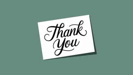 Fototapete White card displaying the phrase thank you in cursive © Media Srock