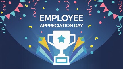 Employee appreciation day design with a star trophy icon