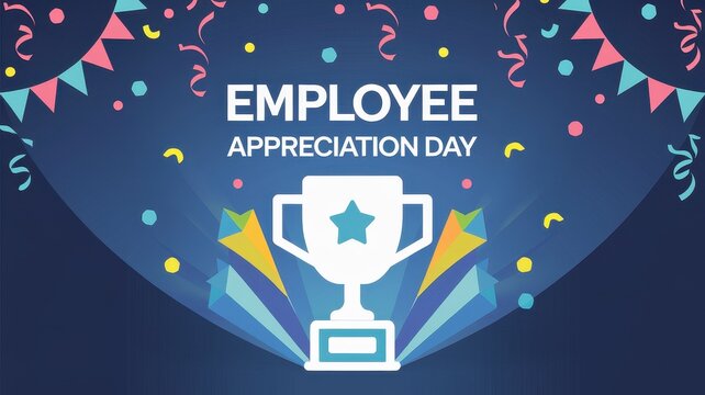 Employee appreciation day design with a star trophy icon