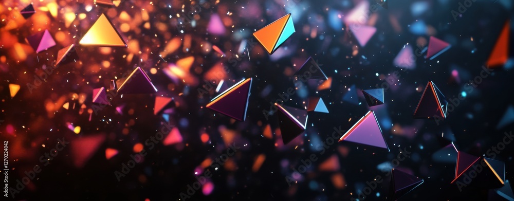 Poster abstract colorful background with colorful triangle glitter shapes